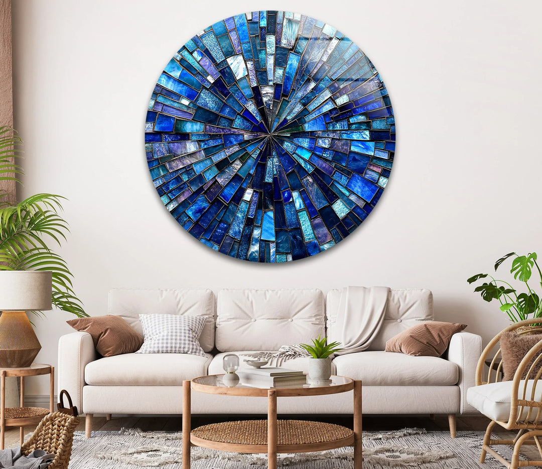 Radiant Mosaic Burst – Round Glass Wall Art - MyPhotoStation