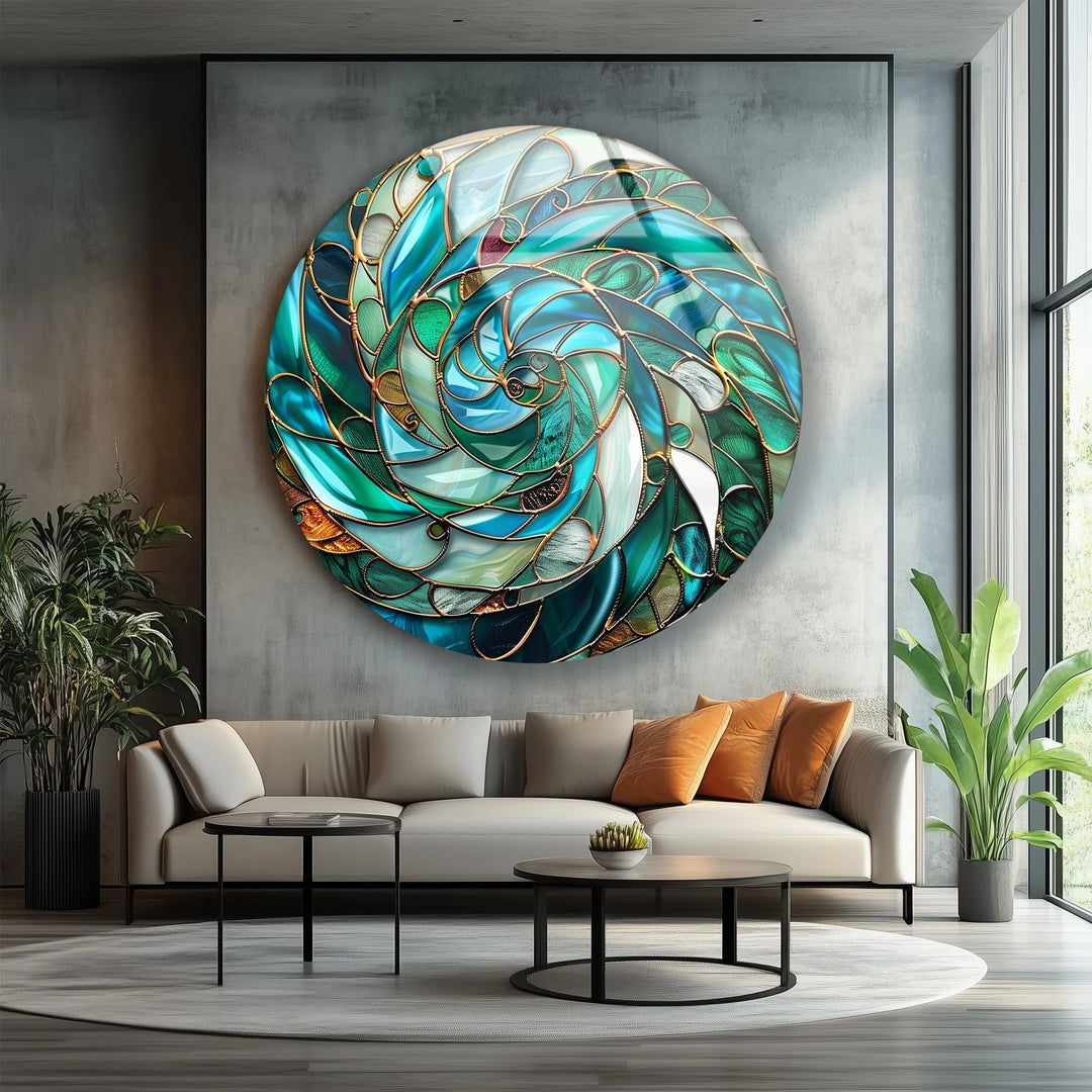 Verdant Vortex Spiral – Round Glass Wall Art - MyPhotoStation