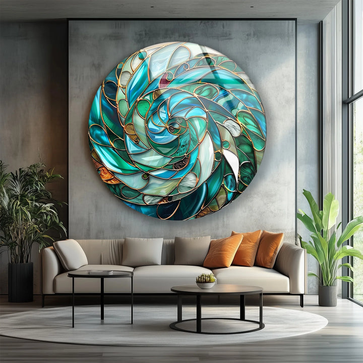 Verdant Vortex Spiral – Round Glass Wall Art - MyPhotoStation