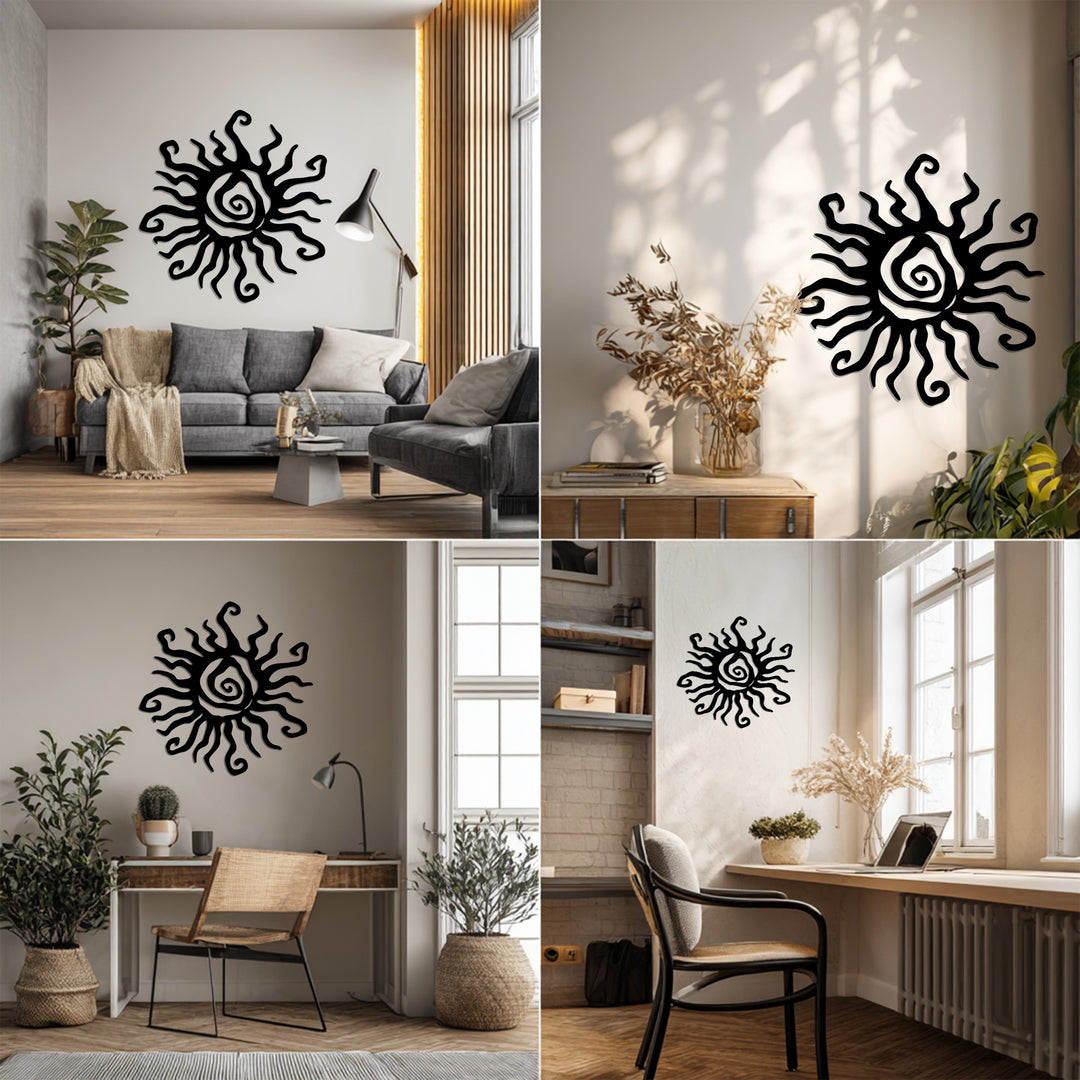 Golden Spiral Sun – Abstract Metal Wall Art