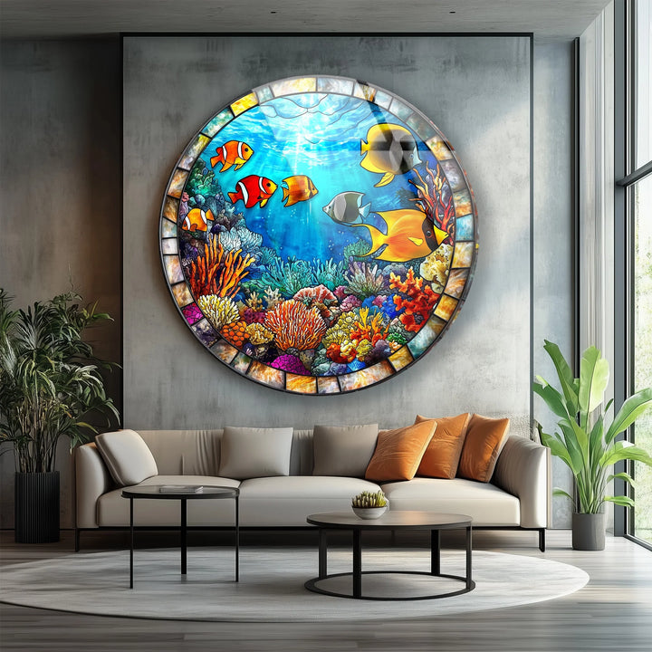 Tropical Reef Round Glass Wall Art - MyPhotoStation