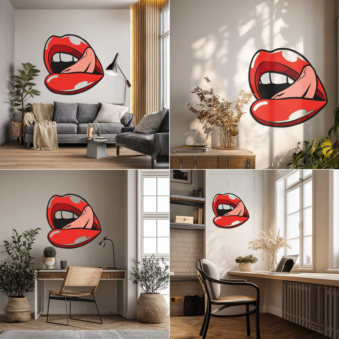 Red Lips Metal Wall Art – Pop Art Lip Design Modern Wall Decor