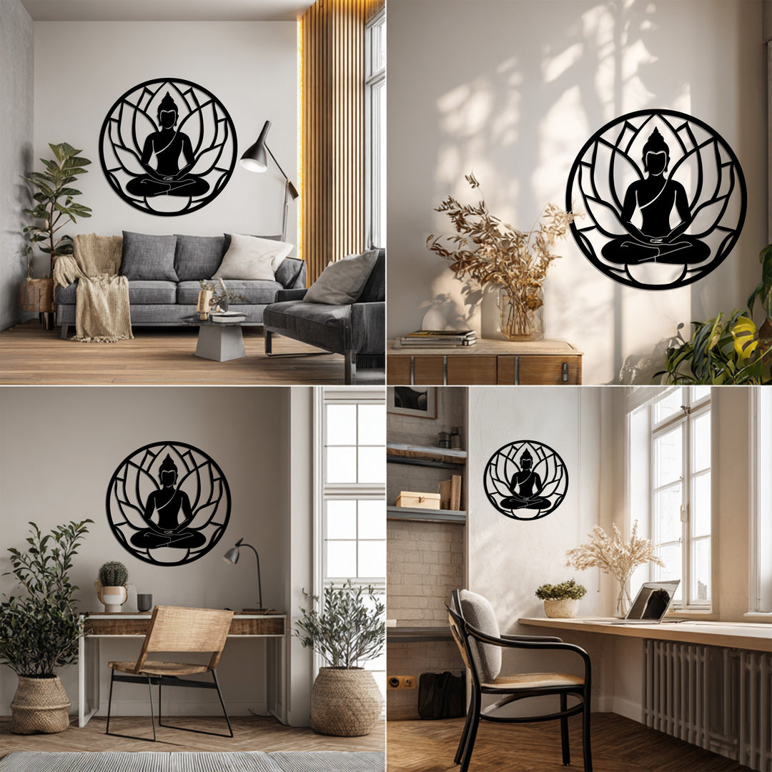 Lotus Buddha Metal Wall Art – Tranquil Spiritual Design