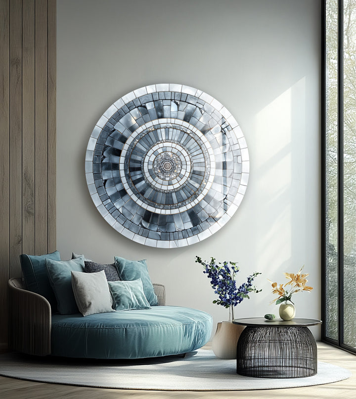 Arctic Labyrinth – Round Glass Wall Art