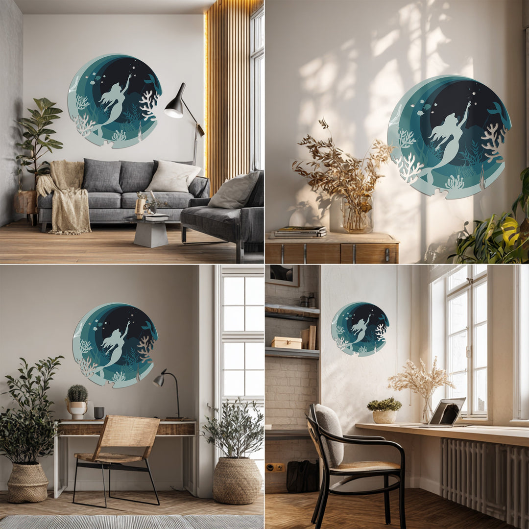 Underwater Dream Mermaid Metal Wall Art – Ocean Fantasy Decor