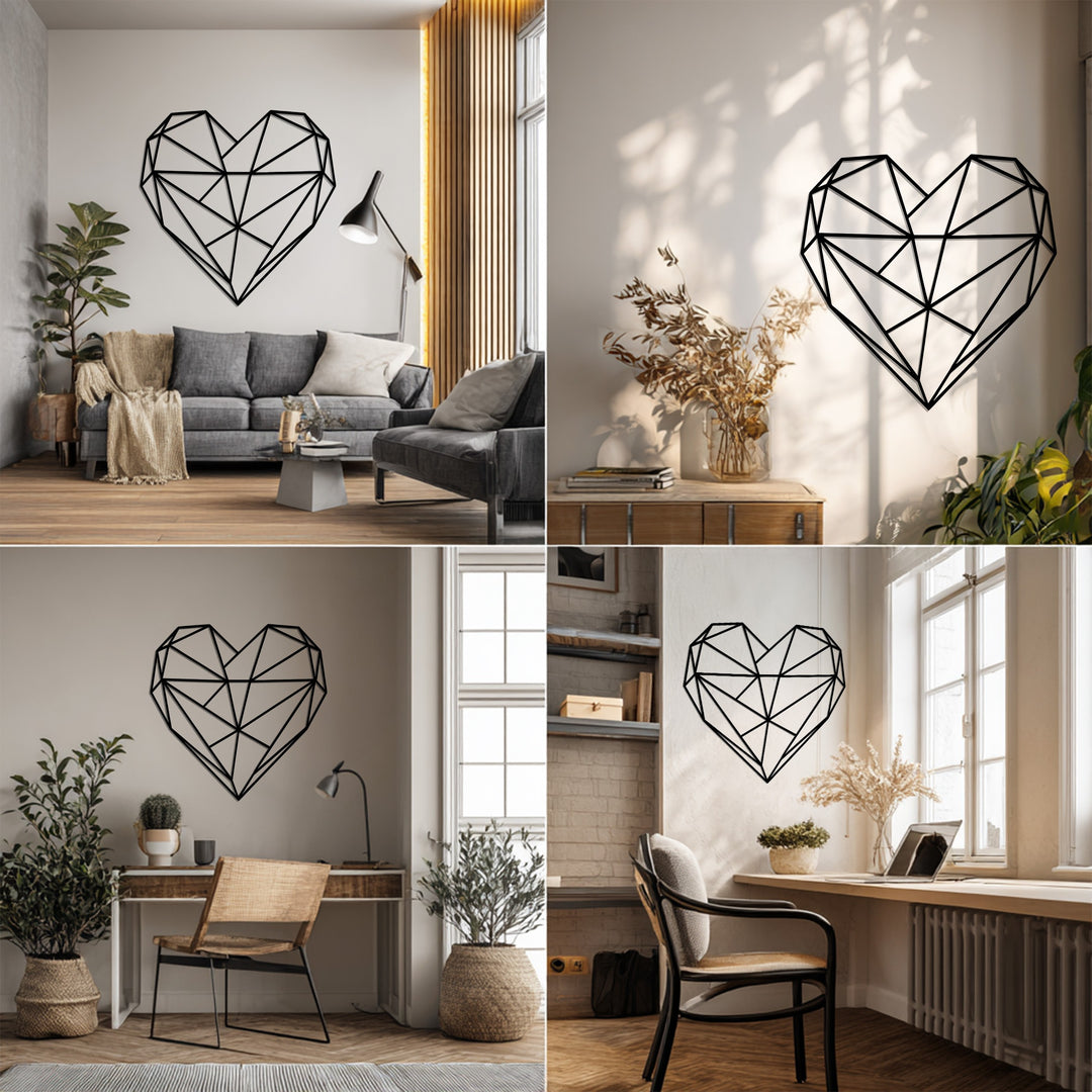 Geometric Heart – Modern Metal Wall Art