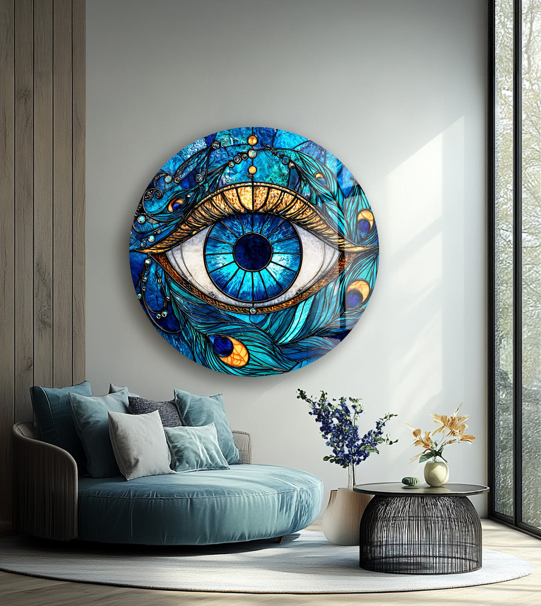 Mystic Eye Radiance – Round Glass Wall Art