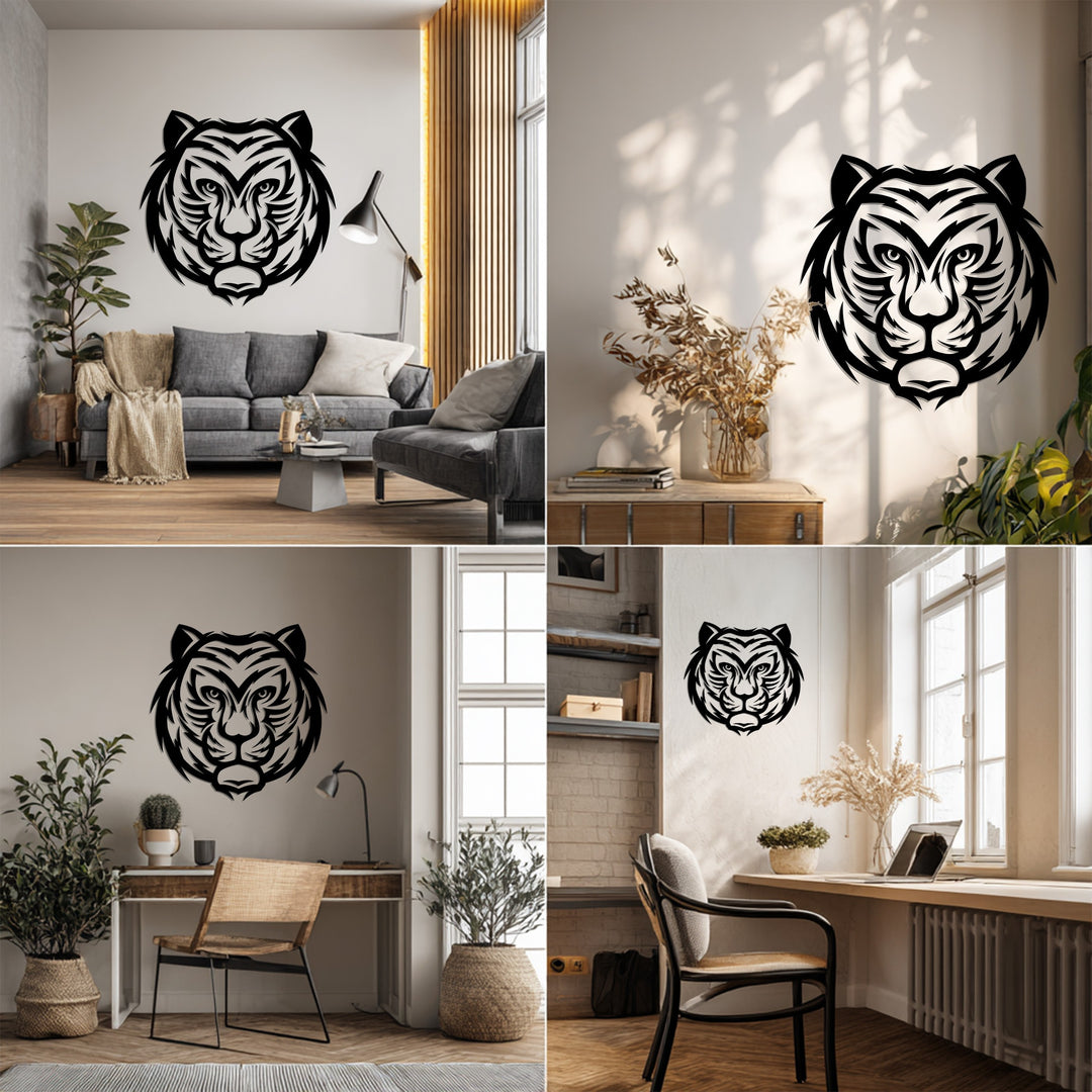 Geometric Tiger Metal Wall Art – Bold Modern Design