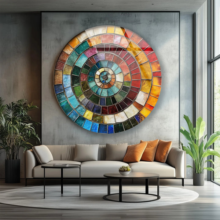 Color Wheel Mosaic Round Glass Wall Art - MyPhotoStation