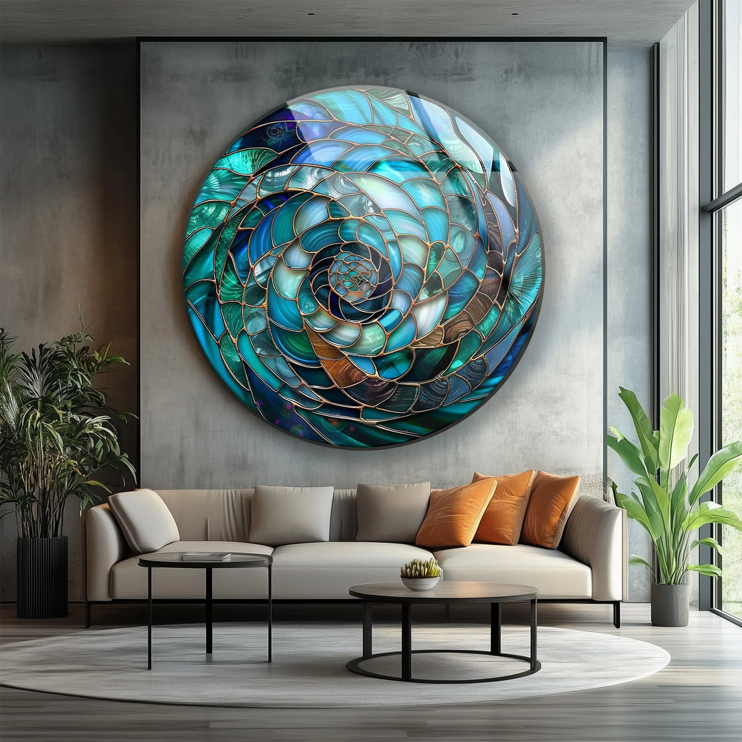 Ocean Vortex Spiral – Round Glass Wall Art - MyPhotoStation
