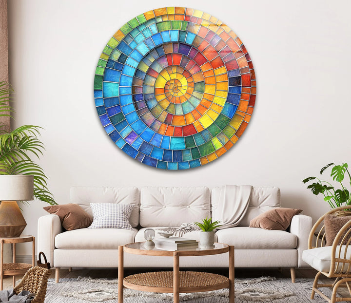 Prismatic Spiral Glow – Round Glass Wall Art - MyPhotoStation