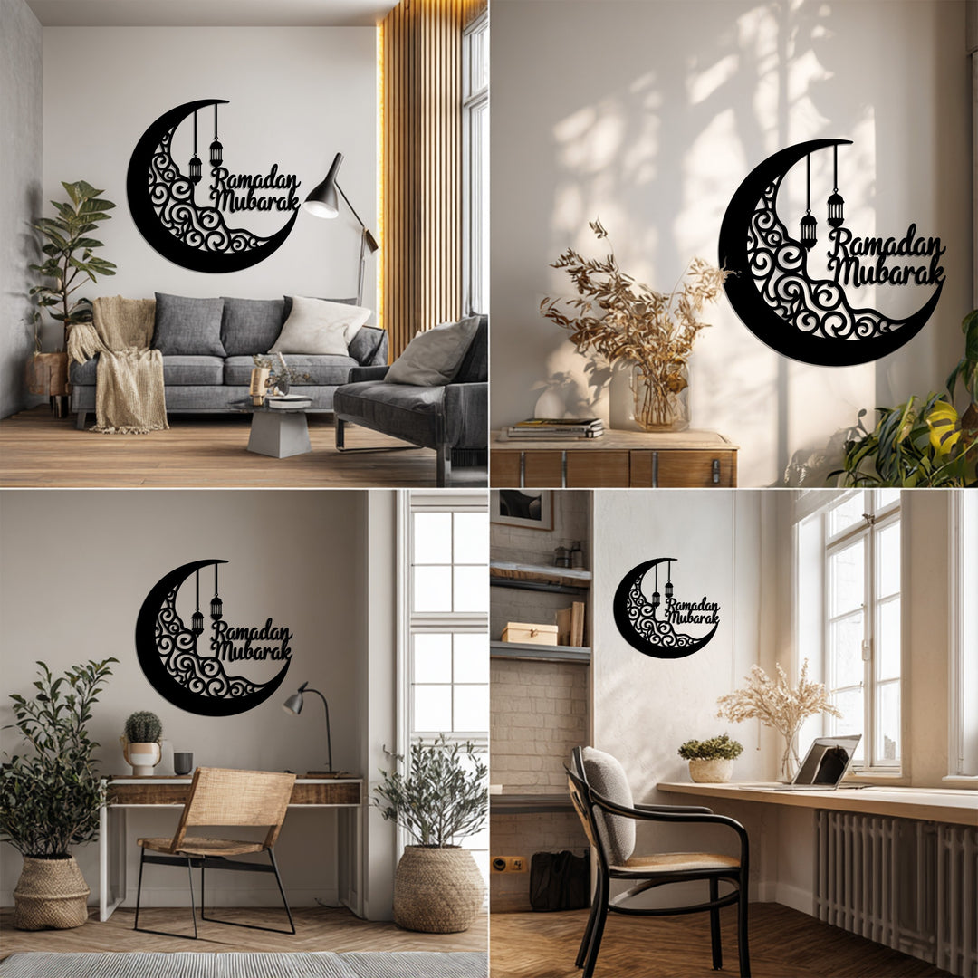 Mondblüte – Mond und Lotusblume Metall Wandbilder