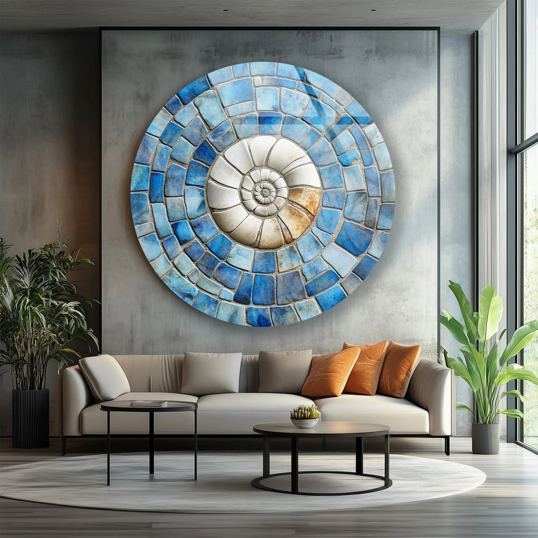 Coastal Fossil Spiral Round Glass Wall Art - MyPhotoStation