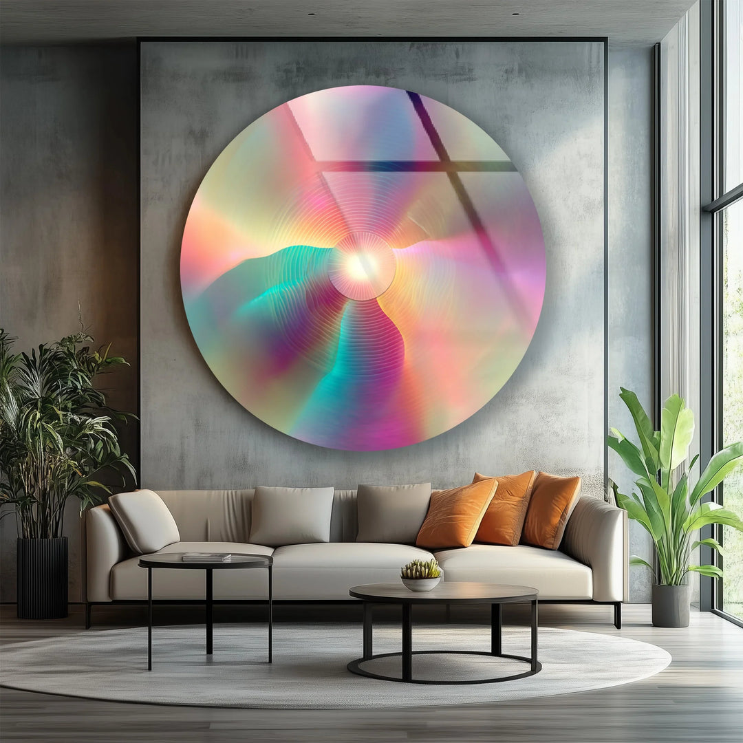 Iridescent Glow – Round Glass Wall Art - MyPhotoStation