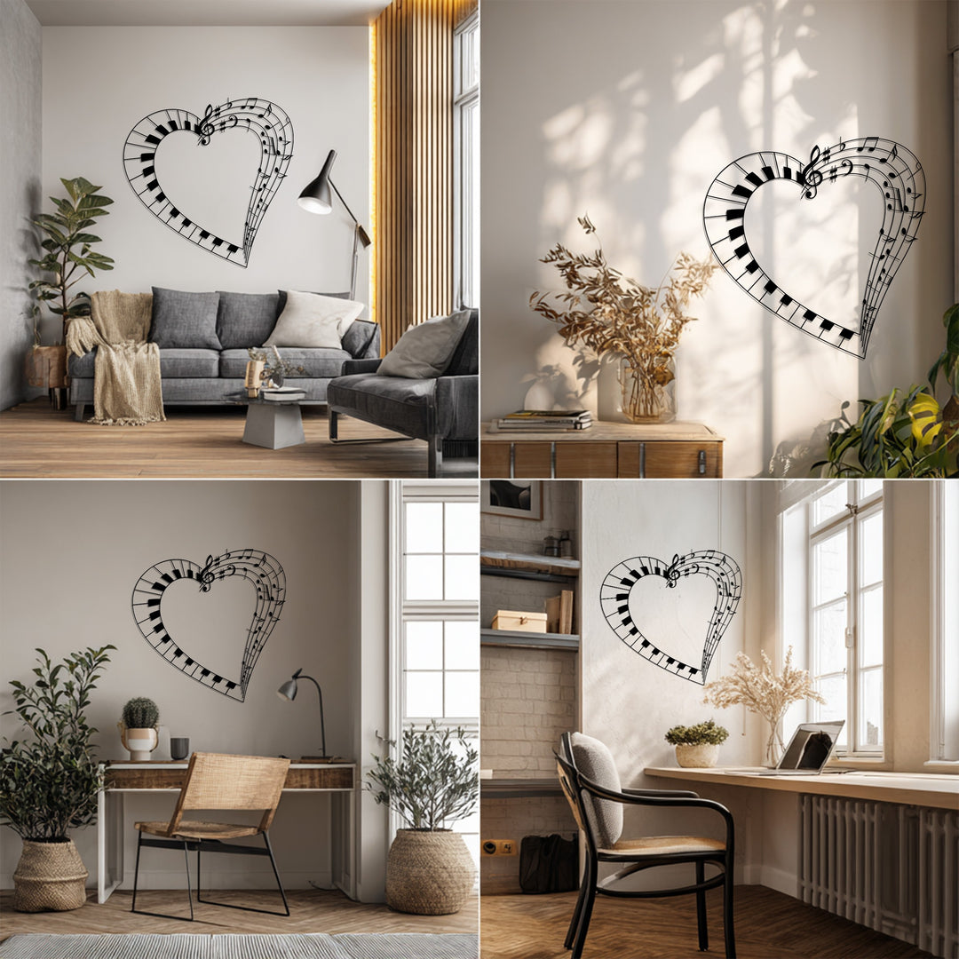 Musical Heart – Piano & Notes Metal Wall Art