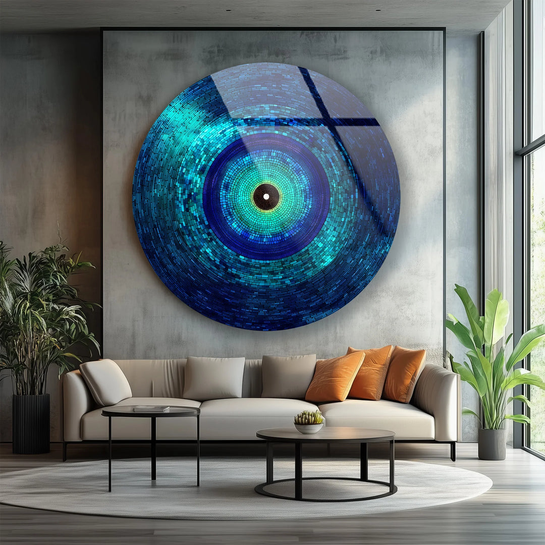 Mystic Blue Spiral – Round Glass Wall Art - MyPhotoStation