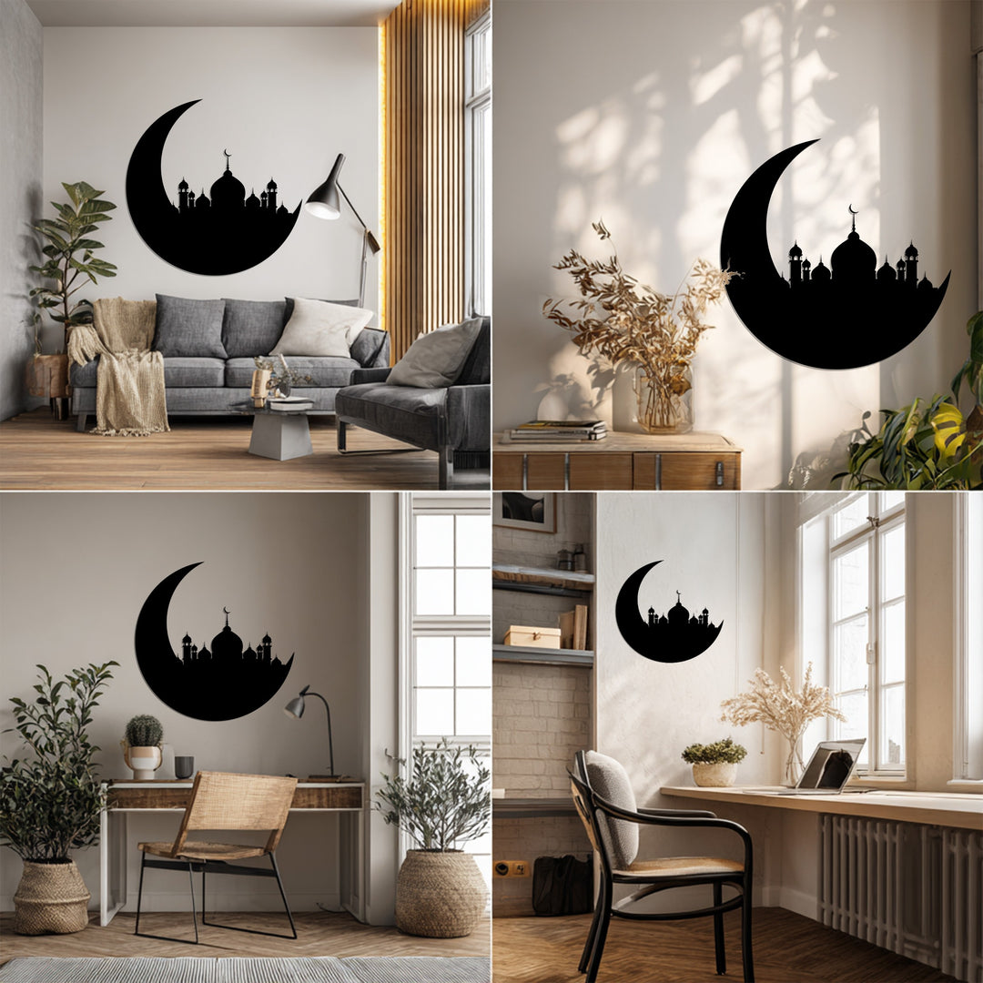 Mondblüte – Mond und Lotusblume Metall Wandbilder