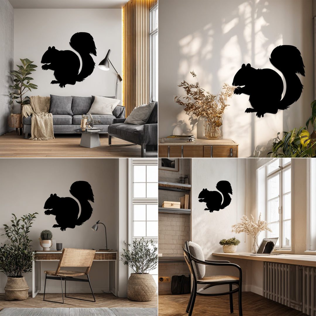 Squirrel Silhouette – Nature-Inspired Metal Wall Art