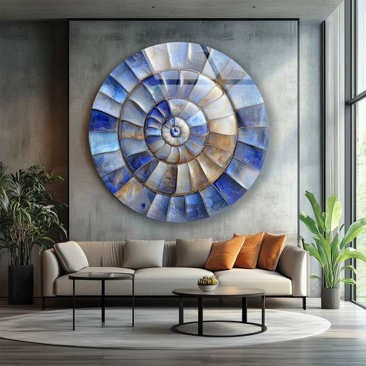 Coastal Blue & Sand Round Glass Wall Art - MyPhotoStation