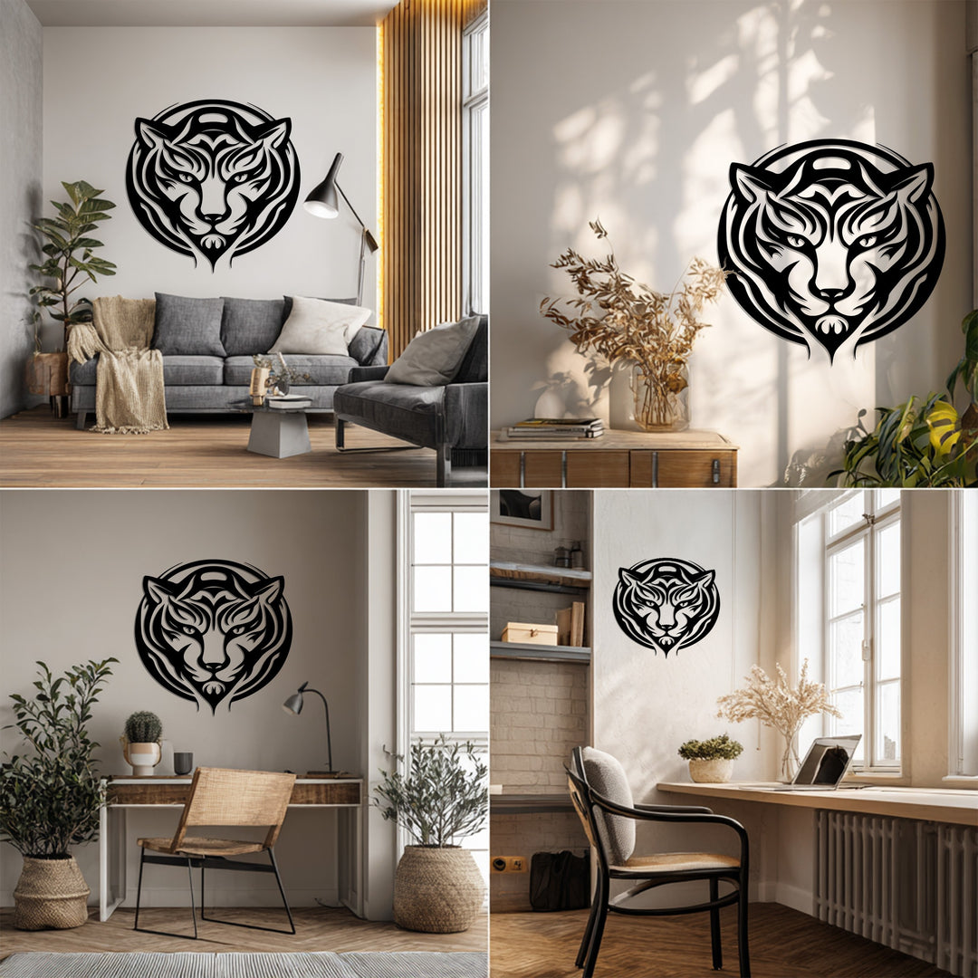 Tribal Tiger Metal Wall Art – Bold Modern Animal Design
