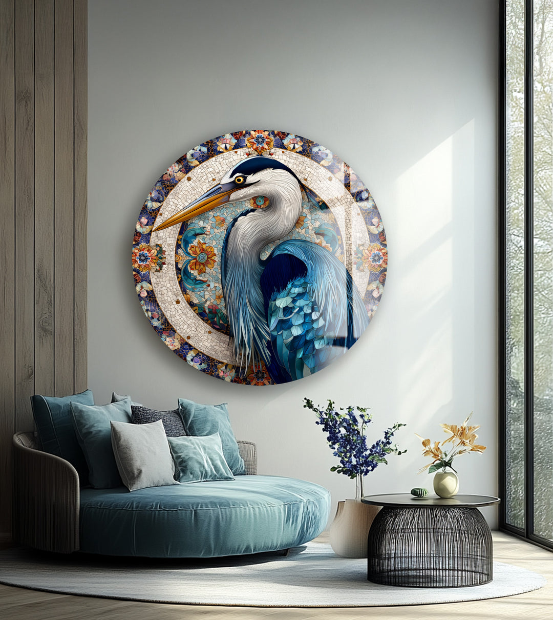 Mystic Ganesha Mosaic – Round Glass Wall Art