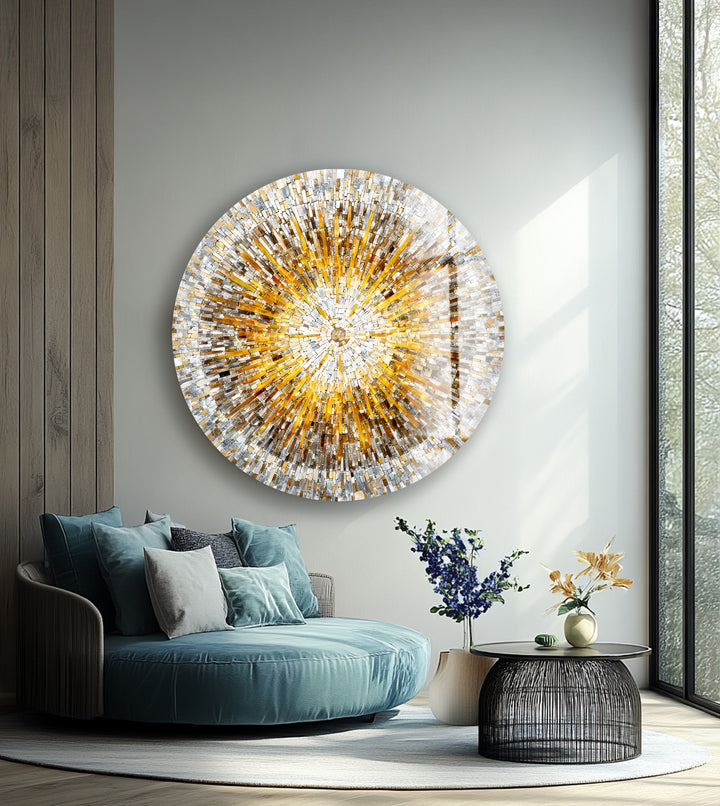 Sunbeam Mosaic Design  – Round Glass Wall Art