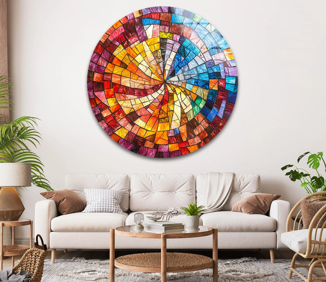 Solar Spiral Burst – Round Glass Wall Art - MyPhotoStation