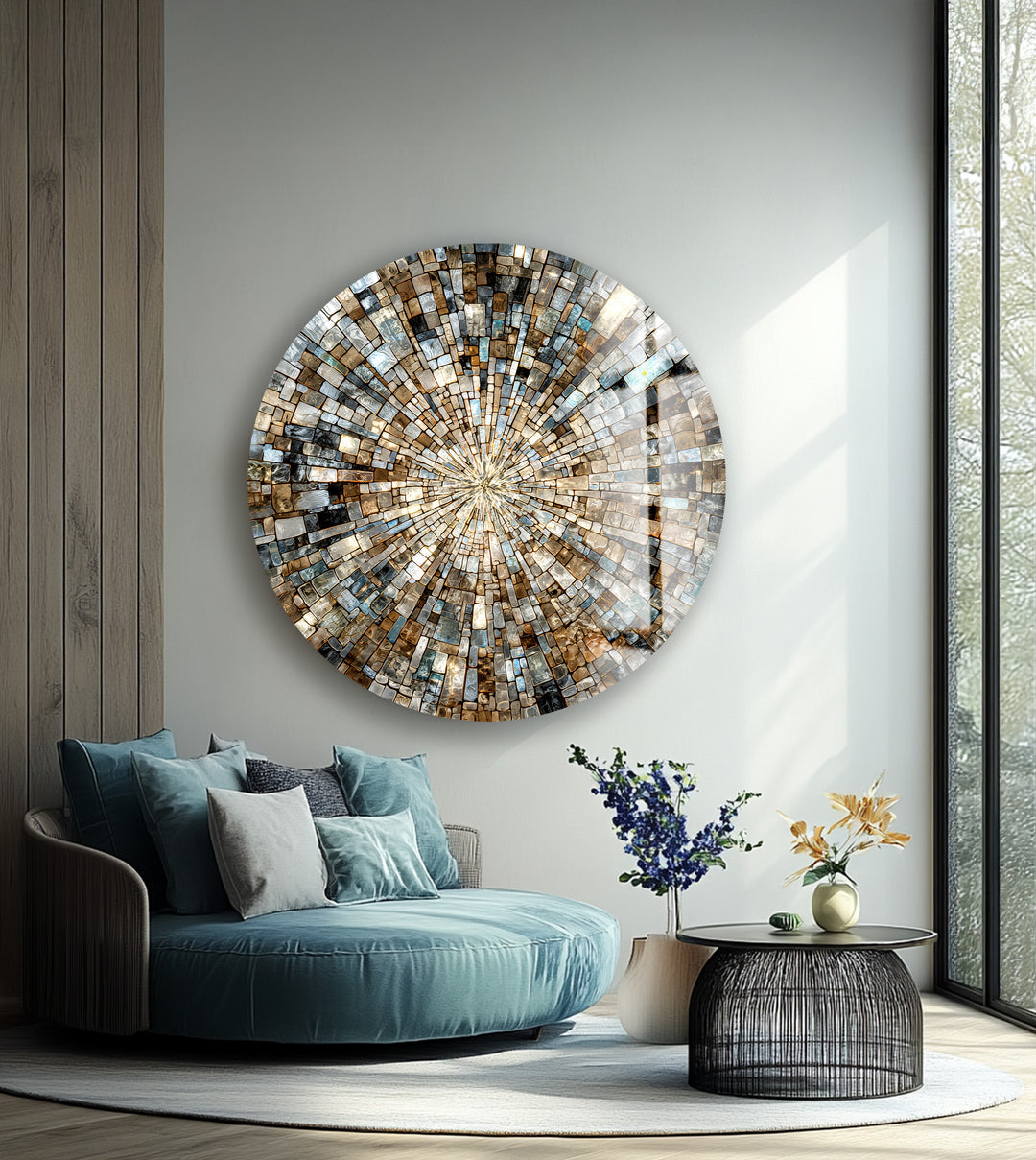 Natural Stone – Mosaic Round Glass Wall Art