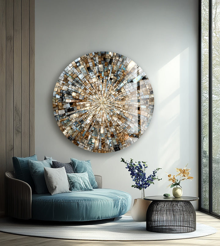 Natural Stone – Mosaic Round Glass Wall Art