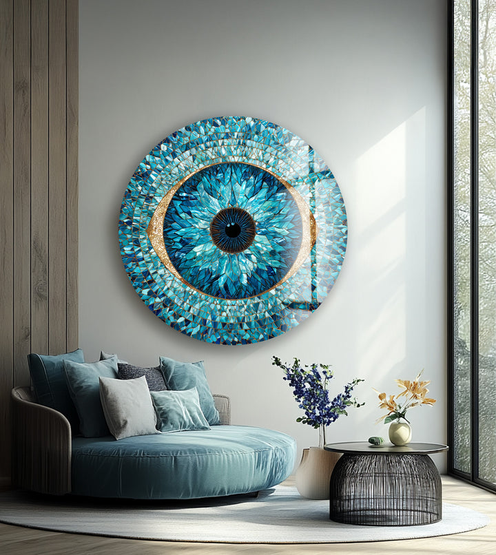 Guardian Iris – Round Glass Wall Art