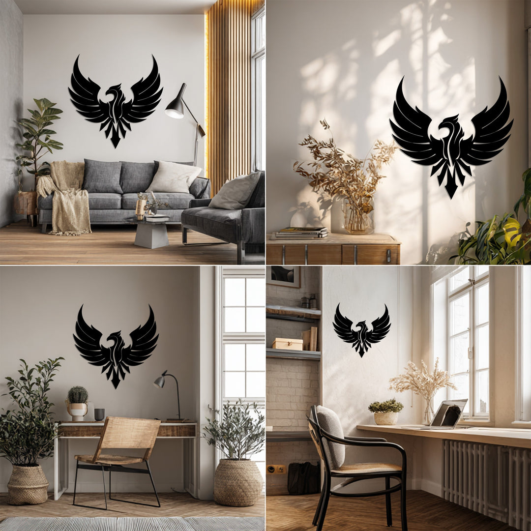 Phoenix Metal Wall Art – Rising Flame Home Décor