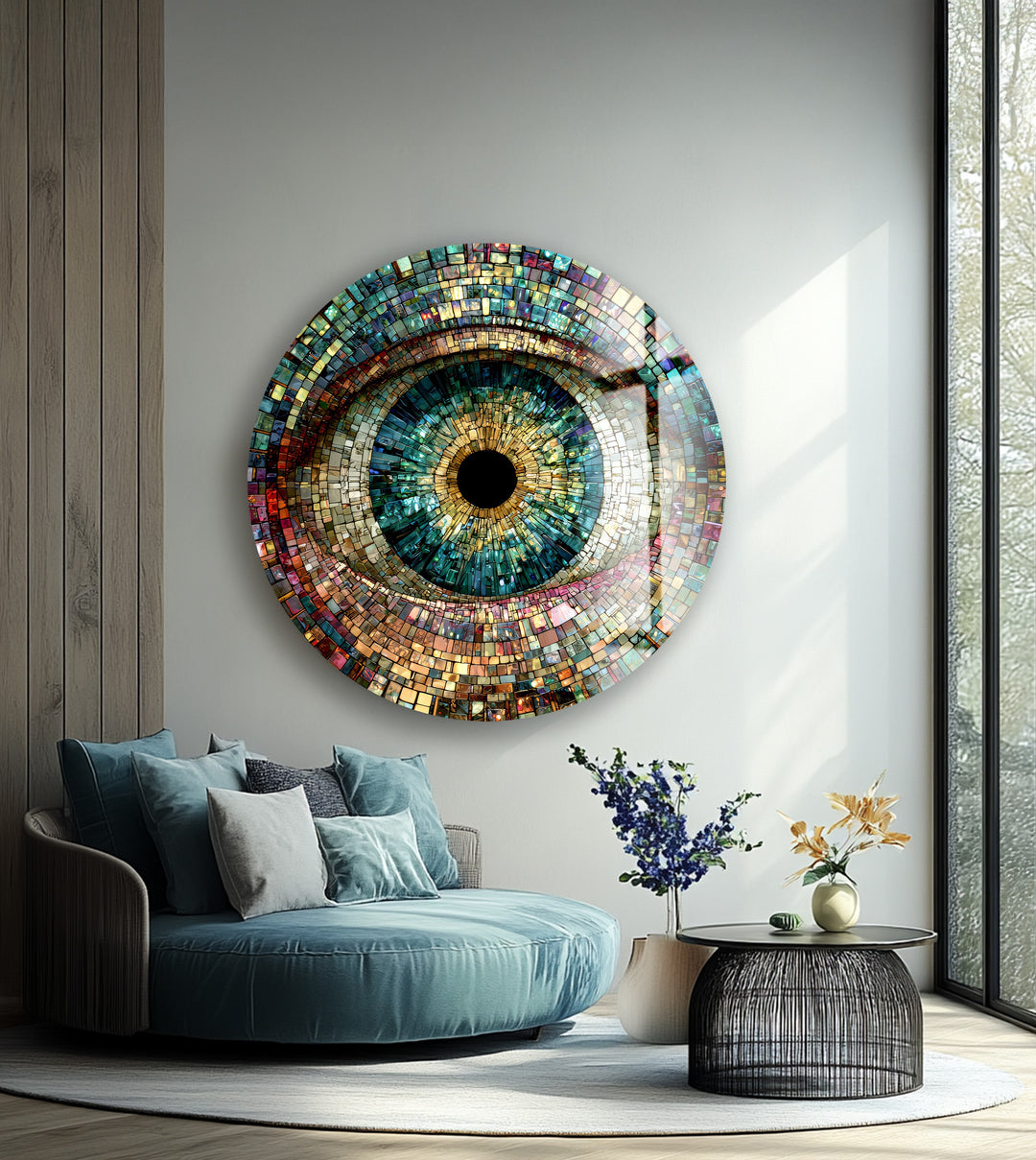Multicolor Mosaic Pattern – Round Glass Wall Art