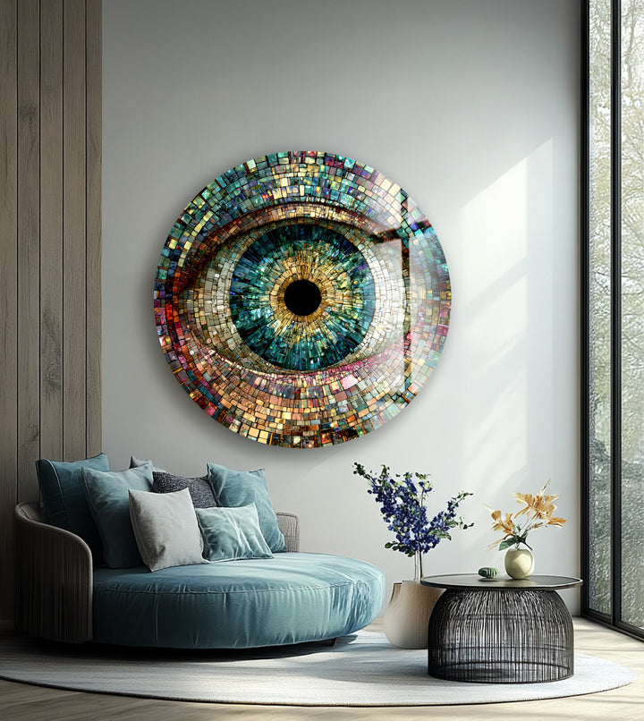 Multicolor Mosaic Pattern – Round Glass Wall Art