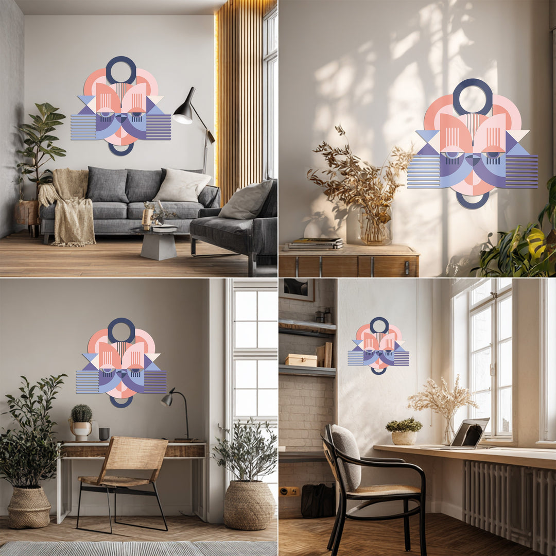 Geometric Cat Face Metal Wall Art – Modern Abstract Animal Design