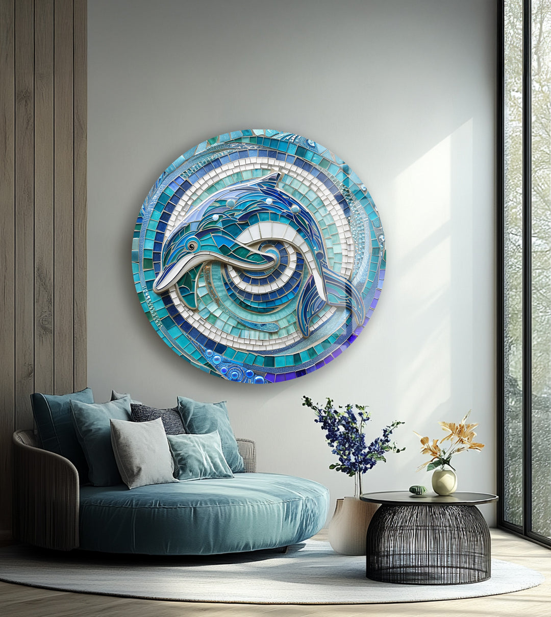 Marine-inspired glass wall art for modern coastal homes