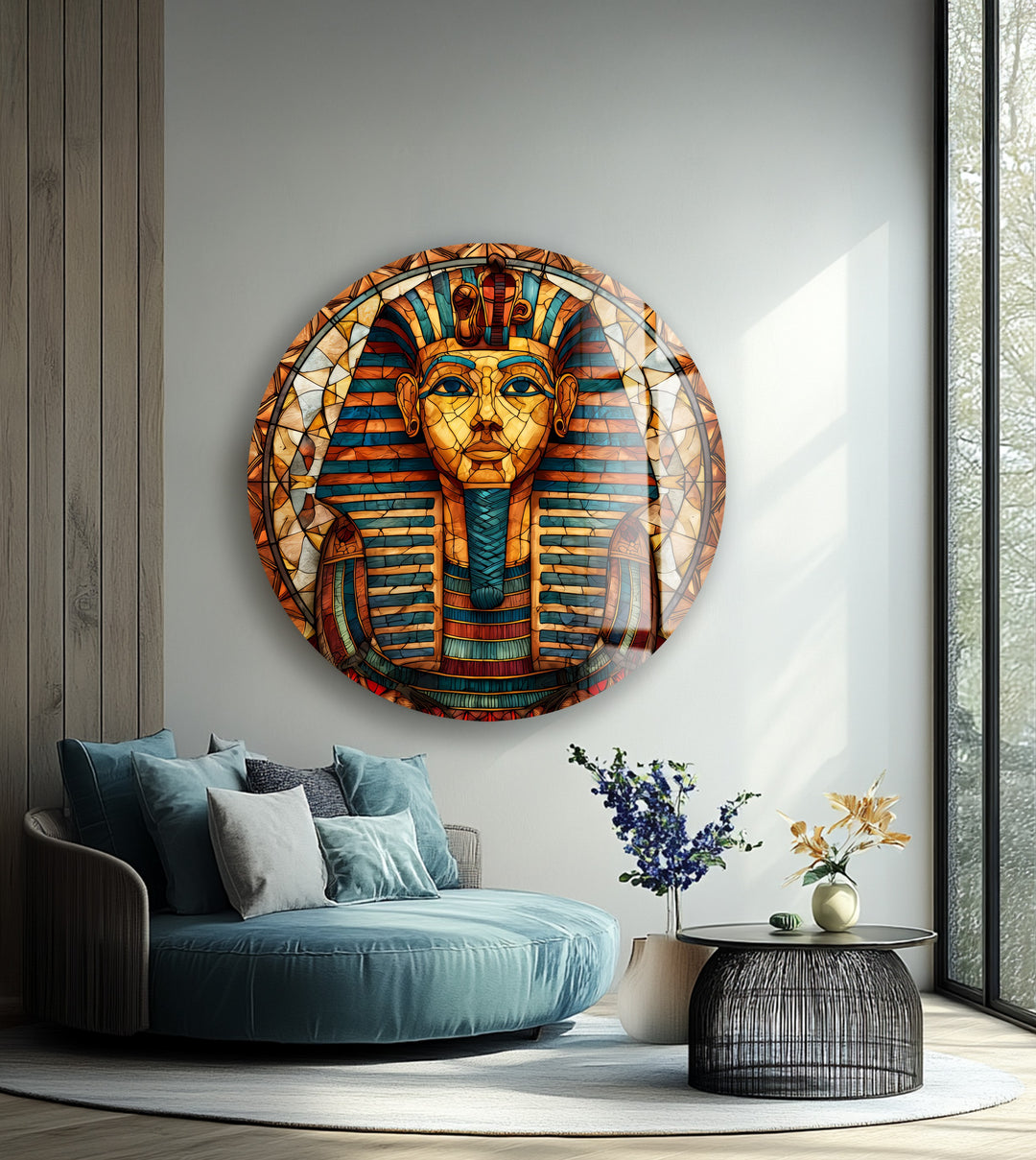 Pharaoh’s Gaze – Round Glass Wall Art