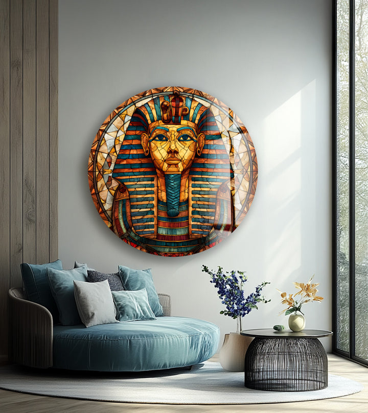 Pharaoh’s Gaze – Round Glass Wall Art