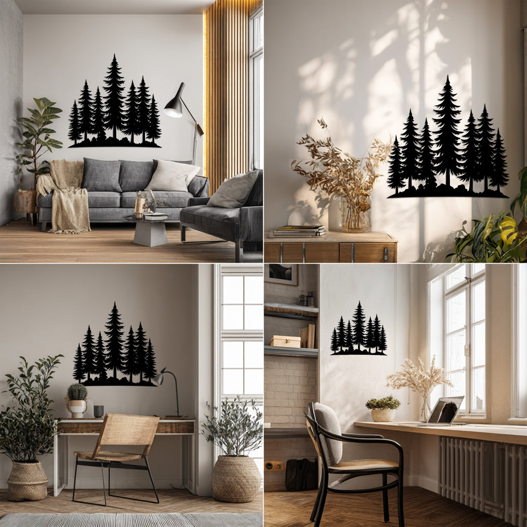 Pine Forest Metal Wall Art – Nature Inspired Home Décor