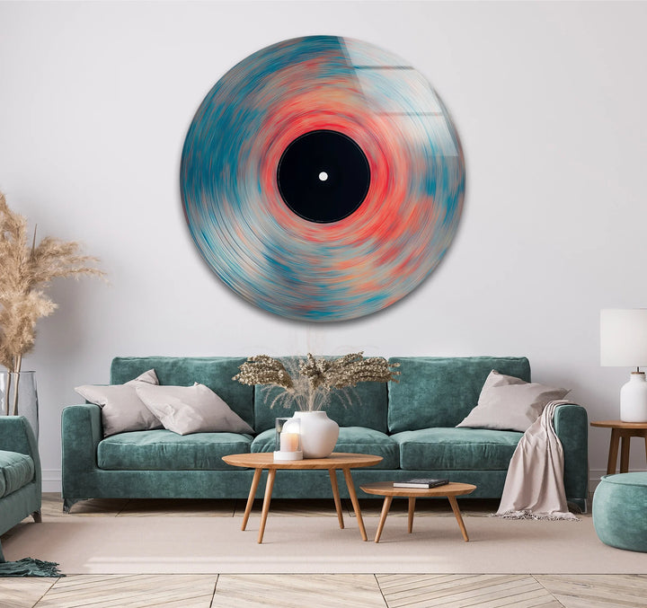 Vinyl-Inspired Abstract Swirl – Round Glass Wall Art - MyPhotoStation
