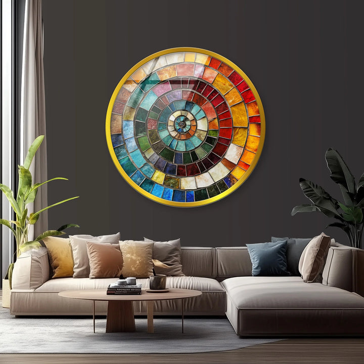 Color Wheel Mosaic Round Glass Wall Art - MyPhotoStation
