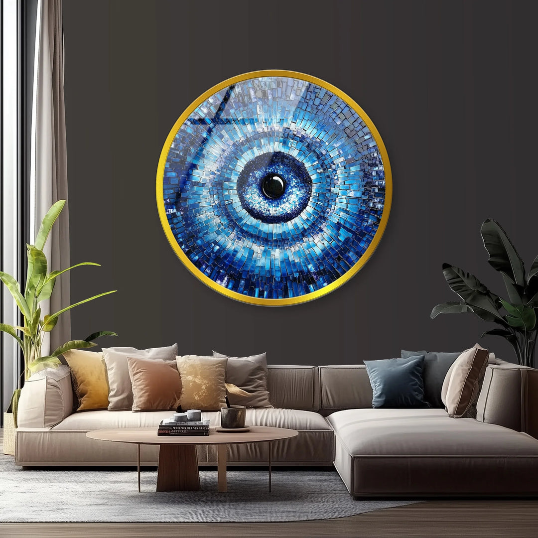 Midnight Radiance Evil Eye – Round Glass Wall Art - MyPhotoStation
