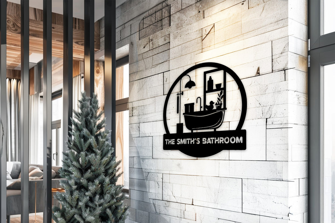 Personalized Bathroom Sign – Custom Name Metal Wall Art