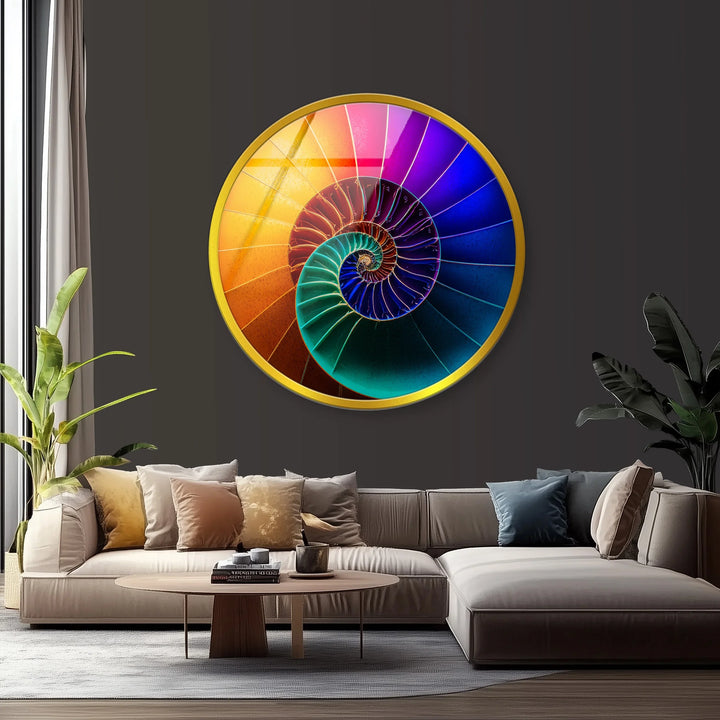 Cosmic Spiral Shell Design – Round Glass Wall Art - MyPhotoStation