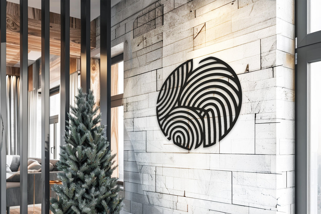 Geometric Waves Circle – Abstract Metal Wall Art