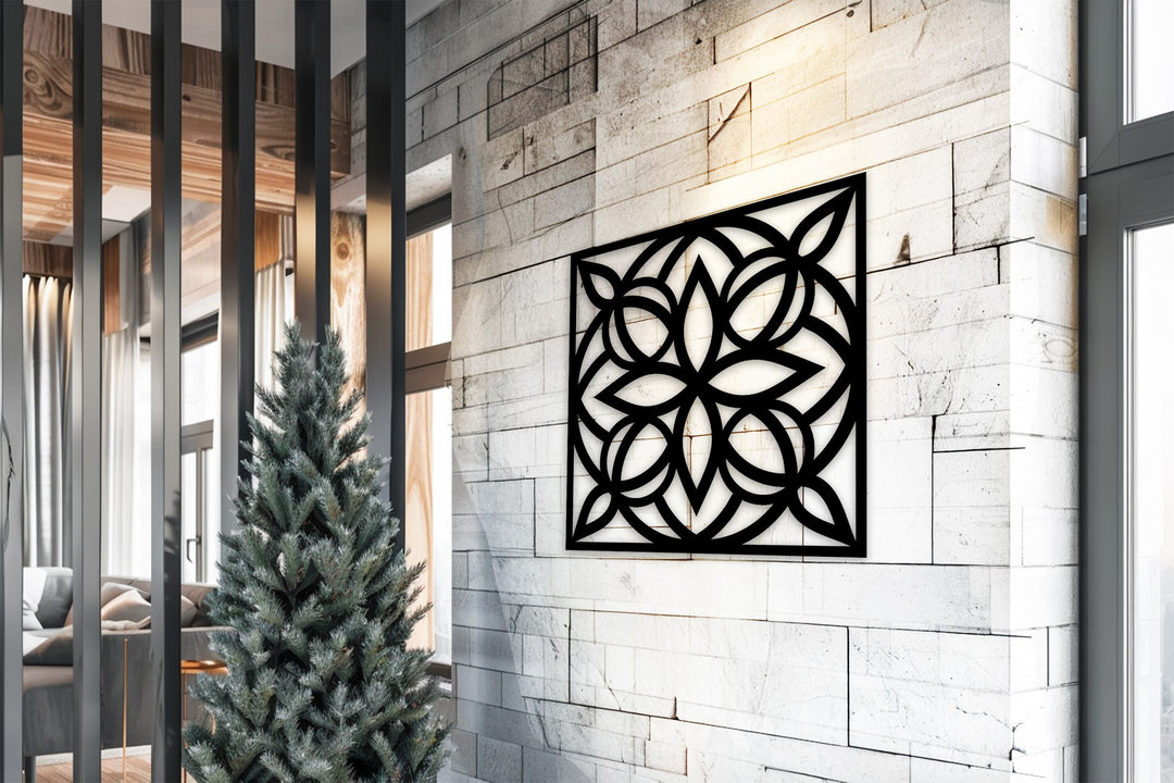 Decorative geometric floral metal wall decor