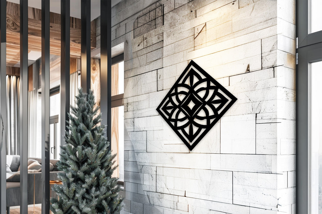 Diamond Harmony Mandala – Geometric Metal Wall Art