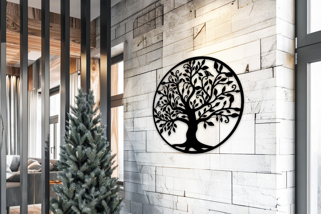 Tree of Life Circle – Metal Wall Art with Birds