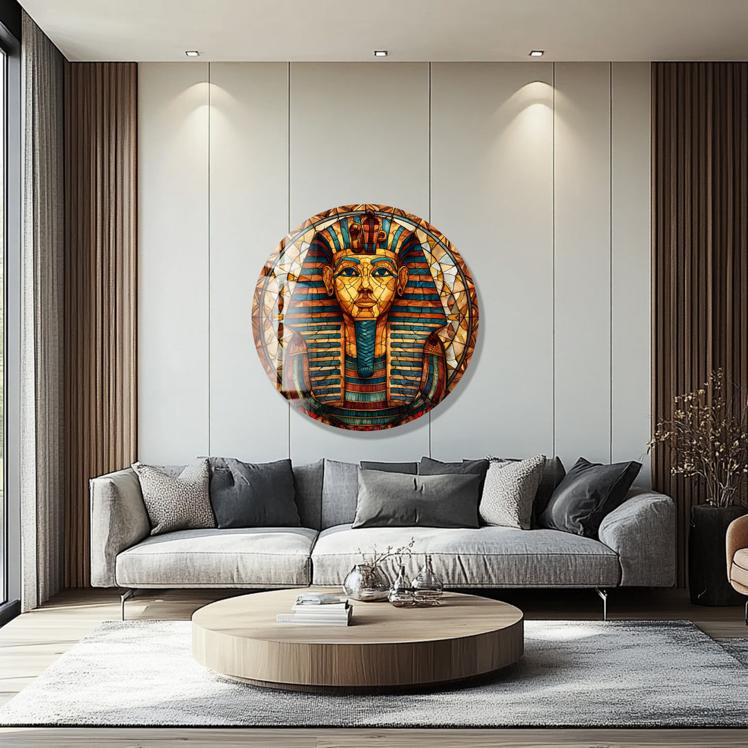 Pharaoh’s Gaze – Round Glass Wall Art