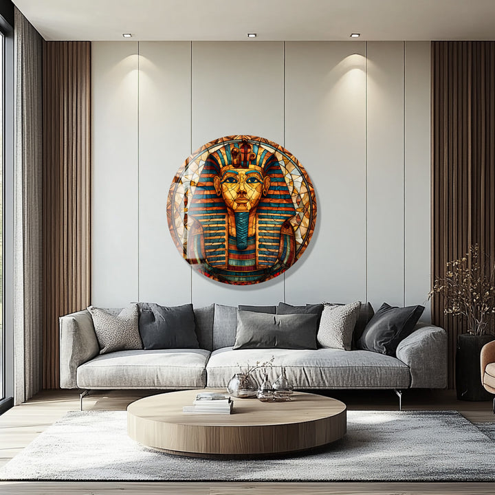 Pharaoh’s Gaze – Round Glass Wall Art