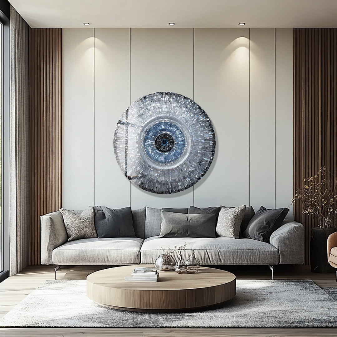 Abstract Crystal Mosaic Eye – Round Glass Wall Art